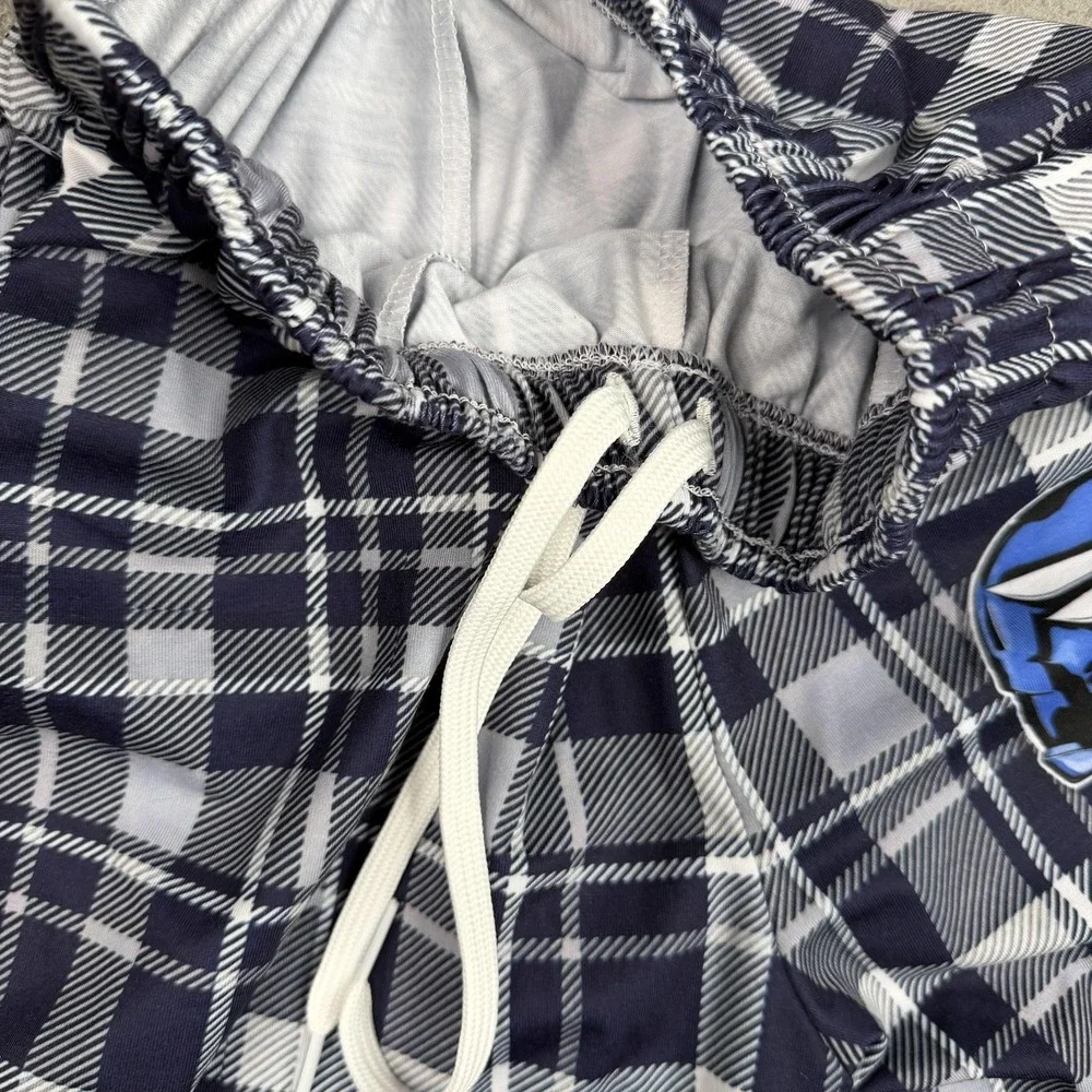 San Ramon Valley Thunderbirds Pants Mens XS Blue Football Plaid Sleep Drawstring